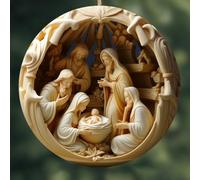 Pumixiy Nativity Christmas Ornament of the Holy Birth - 2025 Acrylic Collectible with Stained Glass Design for Tree(D and D)