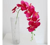 Pumixiy Plastic Flowers Artificial Butterfly Orchid Bouquet for Home Wedding Party Decor, Silk Floral Arrangement in Purple Red Yellow Pink White Blue(Red)