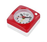 Pumixiy Portable Square Design Quartz Alarm Clock with Silent Operation and Built-in Light, Mini Travel Desk Clock Suitable for Bedside Table Use(red)
