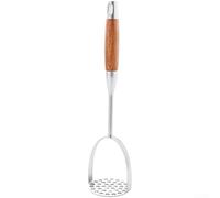 Pumixiy Potato Masher Kitchen Tool - 304 Stainless Steel Handheld Presser for Smooth Puree, Mashed Potatoes & Vegetables - Rust-Resistant, Ergonomic Handle(Rosewood)