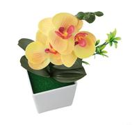 Pumixiy Potted Artificial Phalaenopsis Flowers Simulation Set of Three for Home Decor and Event Spaces with Lifelike Butterfly Orchid Ornament Design(Yellow)