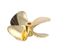 Pumixiy RC Boat Propeller 4-Blades Metal 55mm/60mm Diameter 4mm Shaft Hole Remote Control Model Parts Accessories for Marine ROV Fishing Bait Tug Heavy Boats Gold Plated(D55mm Left Hand)