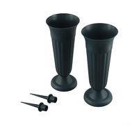 Pumixiy Resin Vase for Grave Decoration, Tomb Sweeping and Memorial Ritual Flower Vase for Cemetery Use, Compatible with Fresh or Artificial Flow(green)