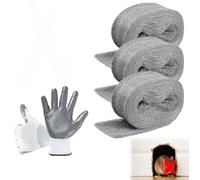 Pumixiy Reusable Steel Wool Gap Filler 3 Pack, Garage Door Gap Sealer and Rodent Barrier Mesh, Pest Proof Home Sealant for Indoor Outdoor Use