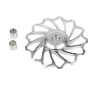 Pumixiy Road For Bike Rear Derailleur Pulley 11/13T Aluminum Alloy For Bicycle Wheel Roller for 7/8/9/10 Speed Compatibility Smooth Ball Bearings(silver 13T)