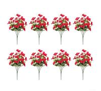 Pumixiy Silk Artificial Hibiscus Flowers Set - 8 Bundles with 5 Branches Each, UV Protected Floral Decor for Indoor and Outdoor Display(red)