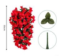 Pumixiy Silk Bougainvillea Vine Decor Artificial Hanging Flowers 2PCS Faux Trailing Vine Plants for Outdoor Balcony Garden with No Maintenance Required(big red)