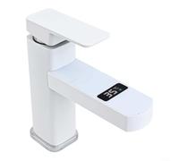 Pumixiy Smart Sensor Basin Faucet, Digital Temperature Display Basin Faucet, Smart Touch Control Hot Cold Water Tap Stainless Steel For Sink(White)