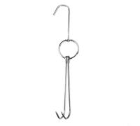 Pumixiy Stainless Steel Double Meat Hook for Roast Duck Chicken BBQ Grill Hanging, For Ideal for Kitchen Butchery and Commercial Roasting Use(A)