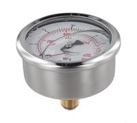 Pumixiy Stainless Steel Hydraulic Pressure Gauge 0-100 Bar/PSI 60mm Dial Liquid Filled with Dual Scale for Water and Pneumatic Systems(0-25 Bar)