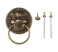 Pumixiy Vintage Brass Door Knocker, Traditional Chinese Beast Head Design Door Handle, Antique Bronze Finish, For Villa Courtyard Gate Hardware 100MM