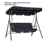 Pumixiy Waterproof Patio Swing Cover Heavy Duty 210D Oxford Fabric Canopy Sunproof Garden Swing Top Rainproof Outdoor Swing Cover for Yard and Garden(black large three-seater)