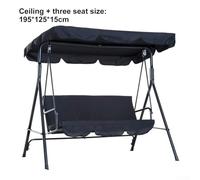Pumixiy Waterproof Patio Swing Cover Heavy Duty 210D Oxford Fabric Canopy Sunproof Garden Swing Top Rainproof Outdoor Swing Cover for Yard and Garden(black three-seater)