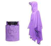 Pumixiy Waterproof Raincoat for Outdoor Activities | 3-in-1 Multi-Purpose Hiking Rain Jacket with Hood | PU5000MM Coating 210T Polyester Durable Protection(purple Upgraded version)