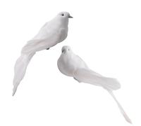 Pumixiy White Feather Artificial Foam Doves Set of 2 with Clip, Lover Peace Bird Decorations for Home, Long Tail Dove Ornaments for Indoor and Outdoor Use