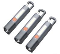 Pumixiy Zoomable LED Camping Flashlight 1200mAh Portable Outdoor Light with COB Sidelight and Strobe Modes Waterproof IPX7 for Backpacking(3pcs)