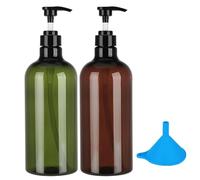 Pump Bottle Dispenser,2 Pcs Refillable Empty Press Pump Bottles,Refillable Plastic Empty Pump Bottles Dispensers with Funnel and Label for Lotions,Conditioner,Shampoo