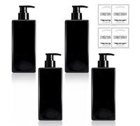 Pump Bottle Dispenser, 500ml,4 Pack Refillable Plastic Shampoo Pump Bottles,Square Lotion Dispenser Empty,Shampoo And Conditioner Dispenser, For Essential Oil Lotion, Shampoo Bathroom
