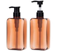 Pump Bottle Dispenser, Yebeauty 10oz 300ml Empty Refillable Shampoo and Conditioner Dispenser Bottles, Plastic Shower Hand Soap Dispenser Lotion Container for Bathroom, 2 Pack Clear Amber