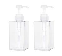 Pump Bottle, Refillable Plastic Empty Lotion Soap Dispenser Liquid Container for Bathroom Shampoo and Body Wash, 15oz/450ml Clear 2 Pack