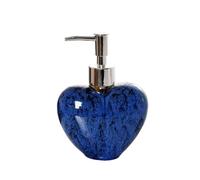 Pump Dispenser Ceramic Refillable Hand Lotion Pump Bottles for Bathroom Kitchen Shower Heart Shaped Decorative Bathroom Must Haves(Blue)