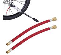 Pump Extension Hose 2Pcs Extended Increasing 16.6cm 6.5in Length Air Inflator Tube,Bike Pump Nylon Copper Double Valve Design Inflator Tube for Bicycle Motorcycle