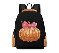 Pump Kin Glitter Casual Travel Daypack with Side Pocket Lightweight Laptop Backpack 16.5 Inch Business Work Bag