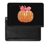 Pump Kin Glitter Leather Passport Holder ID Card Protector Portable Cover Case Travel Wallet for Men Women