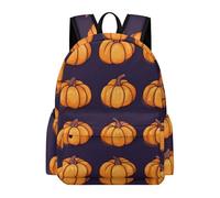 Pump-kin Pattern Halloween Casual Travel Daypack with Side Pocket Lightweight Laptop Backpack 16.5 Inch Business Work Bag