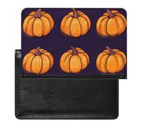 Pump-kin Pattern Halloween Leather Passport Holder ID Card Protector Portable Cover Case Travel Wallet for Men Women