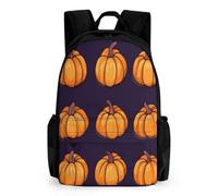Pump-kin Pattern Halloween Lightweight Laptop Backpack with Pouch Pocket Casual Travel Rucksack Business Work Daypack