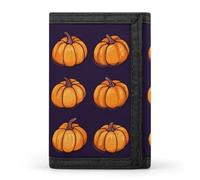 Pump-kin Pattern Halloween Men's Trifold Wallet with Zipper Minimalist Credit Card Holder Casual Coin Purse Anniversary Birthday Gift