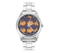 Pump-kin Pattern Halloween Simple Stainless Watch Fashion Designer Wristwatch Easy Reader Analog Watches Gifts for Men