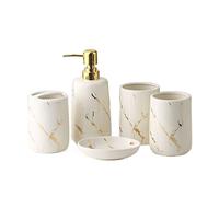 Pump Soap Dispenser Soap Dispenser Set, Bathroom Supplies, Ceramic Mouthwash Cup, Toothbrush Holder, Dish, Five-piece Refillable