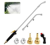 Pump Sprayer Wand with 3 Types of Nozzles, Fan Nozzle Replacement Sprayer Wand, Stainless Steel Sprayer Wand Replacement with 1/4" & 3/8" Brass Barb and 2 Hose Clamps