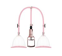 Pumped Breast Pump Enlarger Twin Cup Transparent Rose Gold Vacuum Suction Pump