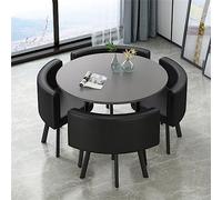 PUMPIE Office Reception Room Club Table And Chair Set Reception Table And Chair Combination Negotiation Table Round Conference Table Room Dining Table Set Suitable For Lounge (Color : Black)