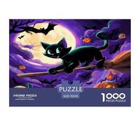 Pumpkin And Black Cat Jigsaws 1000 Piece Ideal for Adults, Teens, And Kids Classic Educational Games Artistic Style Beautiful Decoration 70x50cm/1000pcs