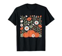 Pumpkin and Flower Autumn Harvest Beauty T-Shirt