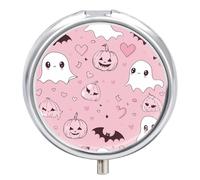 Pumpkin and Ghost Pill Box, 3 Compartments, Small Pill Box, Travel Case for Wallet and Pocket, Portable Daily Pill Organizer for Holding Supplements Vitamins