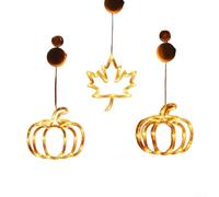 Pumpkin and Maple For Leaf LED Window Lights for Halloween Use, Battery Operated for Easy Installation and Seasonal Decor (Group of A)