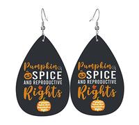 Pumpkin And Spice Reproductive Rights Fall Feminist Choice Leather Earrings For Women Dangle Earring Drop Pendant With Hook Gifts For Adult Girl