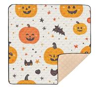 Pumpkin and Stars Beige Cute Foldable Baby Play Mat for Indoor Outdoor Cozy Breathable Padded Baby Mat for Babies Infants Toddlers, 50'' x 50''