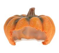 Pumpkin Aquarium Cave Hideout for Amphibians, Small Lizards | Resin Pumpkin Shape, Enrichment Play Tunnel, Heavy Enough to Stay Bottom, Orange Decor for Fish Tank Setups
