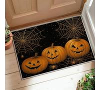Pumpkin Area Rug, Halloween Festive Spider Spiderweb Halloween Orange Low Pile Doormat Rectangle Throw Rug Non Shedding Bathroom Entryway Kitchen Bedside Decor 2' X 3'
