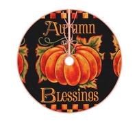 Pumpkin Autumn Blessings Christmas Burlap Tree Skirt,Rustic Tree Mat For Home Party Holiday Winter Indoor Xmas Decorations