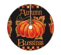 Pumpkin Autumn Blessings Christmas Burlap Tree Skirt,Rustic Tree Mat For Home Party Holiday Winter Indoor Xmas Decorations