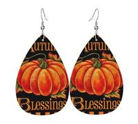 Pumpkin Autumn Blessings Earrings For Women Leather Dangle Lightweight Teardrop Earrings Jewelry For Women