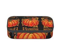 Pumpkin Autumn Blessings Large Capacity Pencil Case Stationery Storage Bag with Zipper Boys Girls Students School