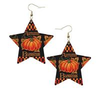 Pumpkin Autumn Blessings Leather Star Shaped Earrings Fashion Accessories Lightweight Festivals Parties Everyday Life